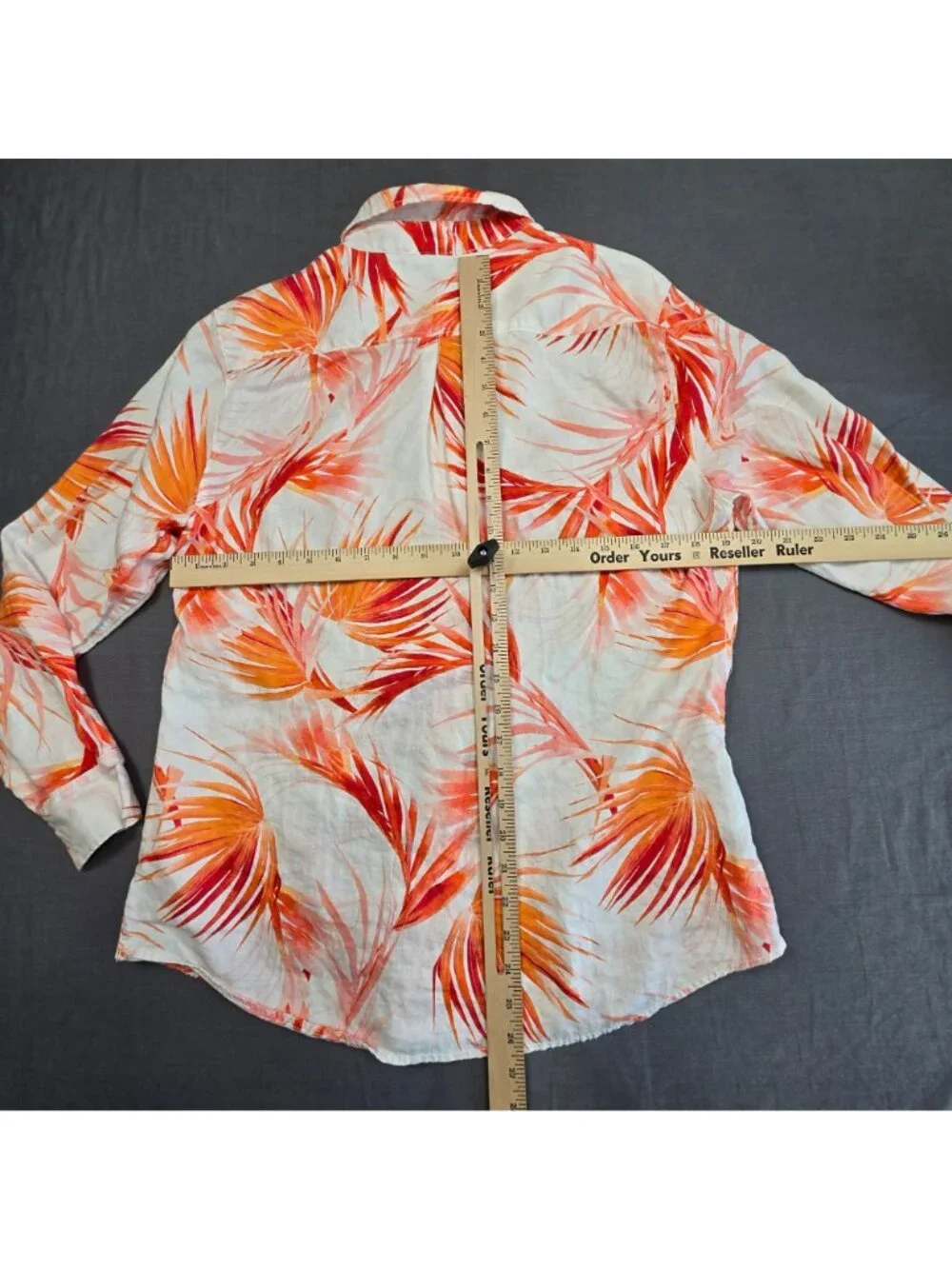Tommy Bahama Womens Medium Button-Up Shirt White Tropical Palm Print 100% Linen - Picture 4 of 4